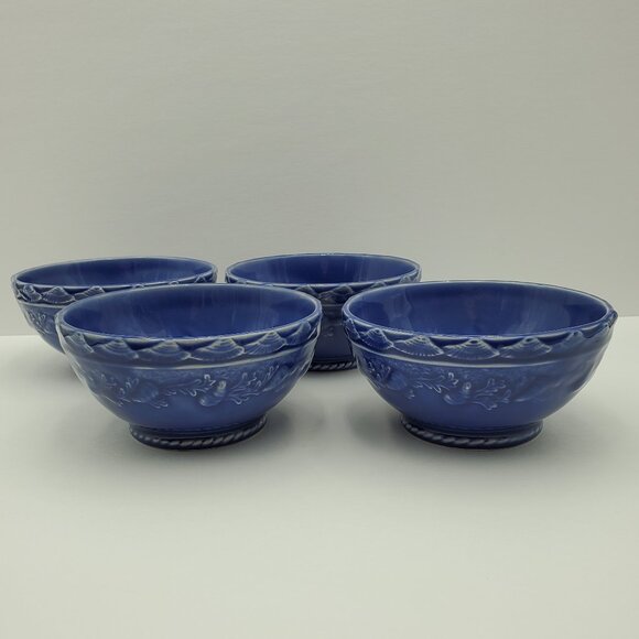Bordallo Pinheiro Other - Bordallo Pinheiro Seashell Service Blue Soup Cereal Bowls Made in Portugal